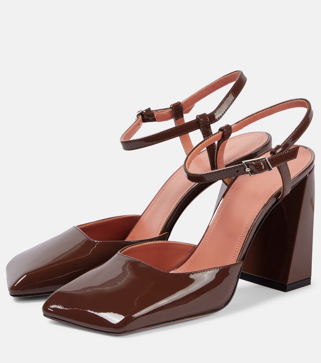 Scarpe col tacco Charlotte 95 in vernice di Amina Muaddi, stile giovane e trendy
