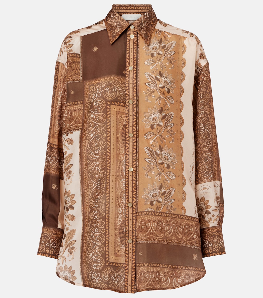 Camisa Lucky de satén de seda estampada | Zimmermann