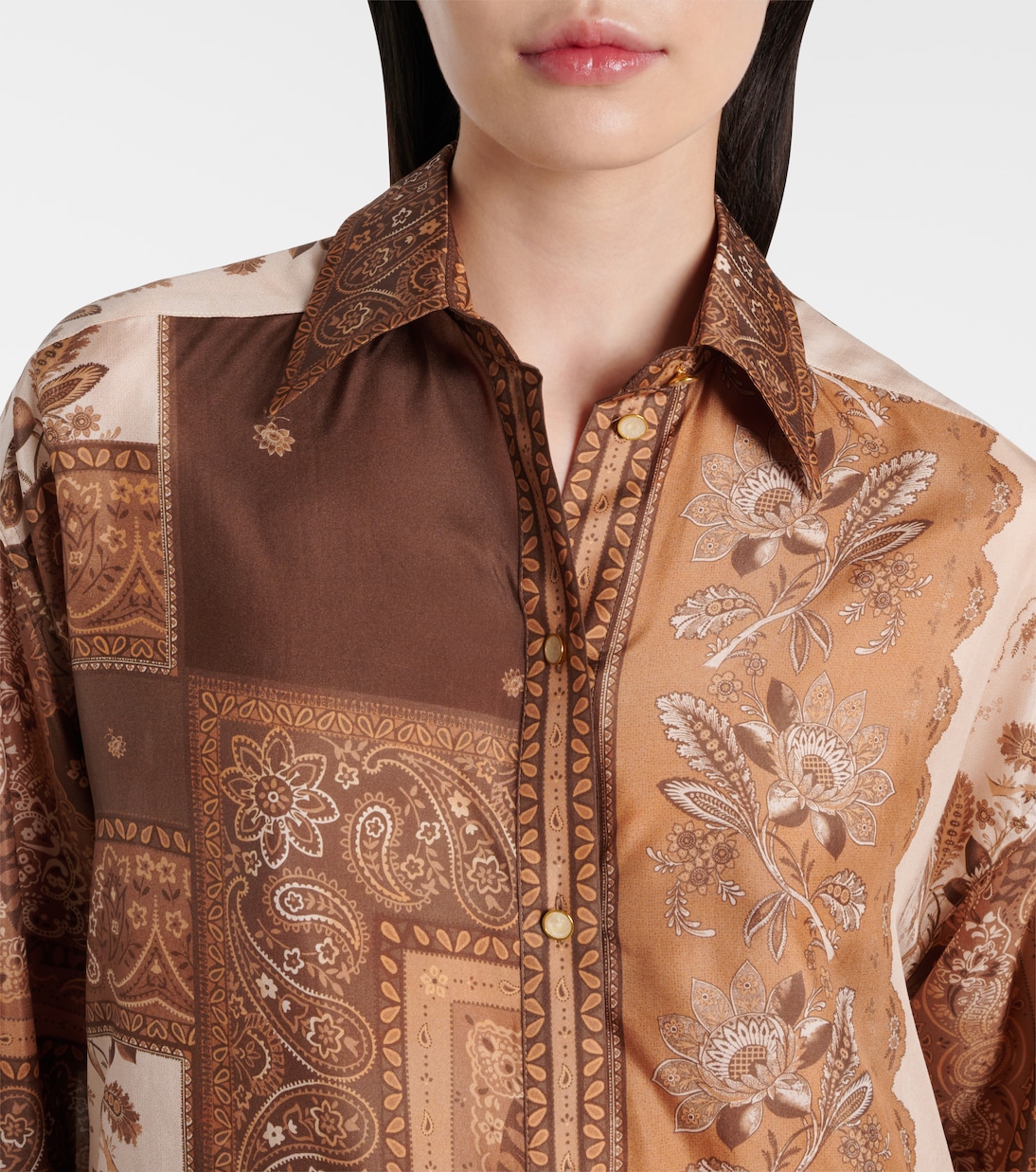 Camisa Lucky de satén de seda estampada | Zimmermann