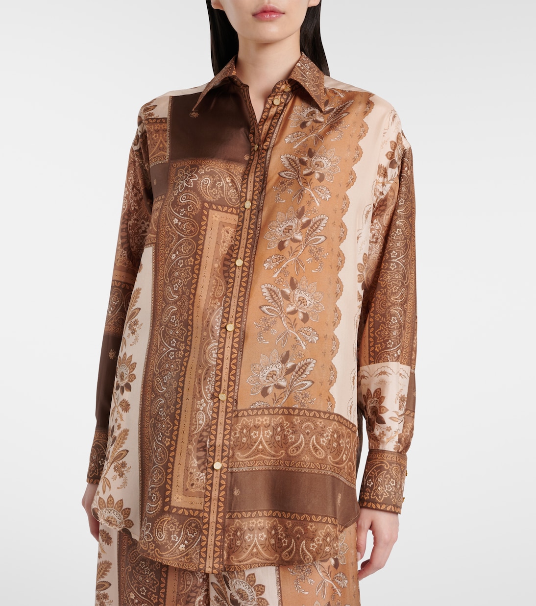 Camisa Lucky de satén de seda estampada | Zimmermann