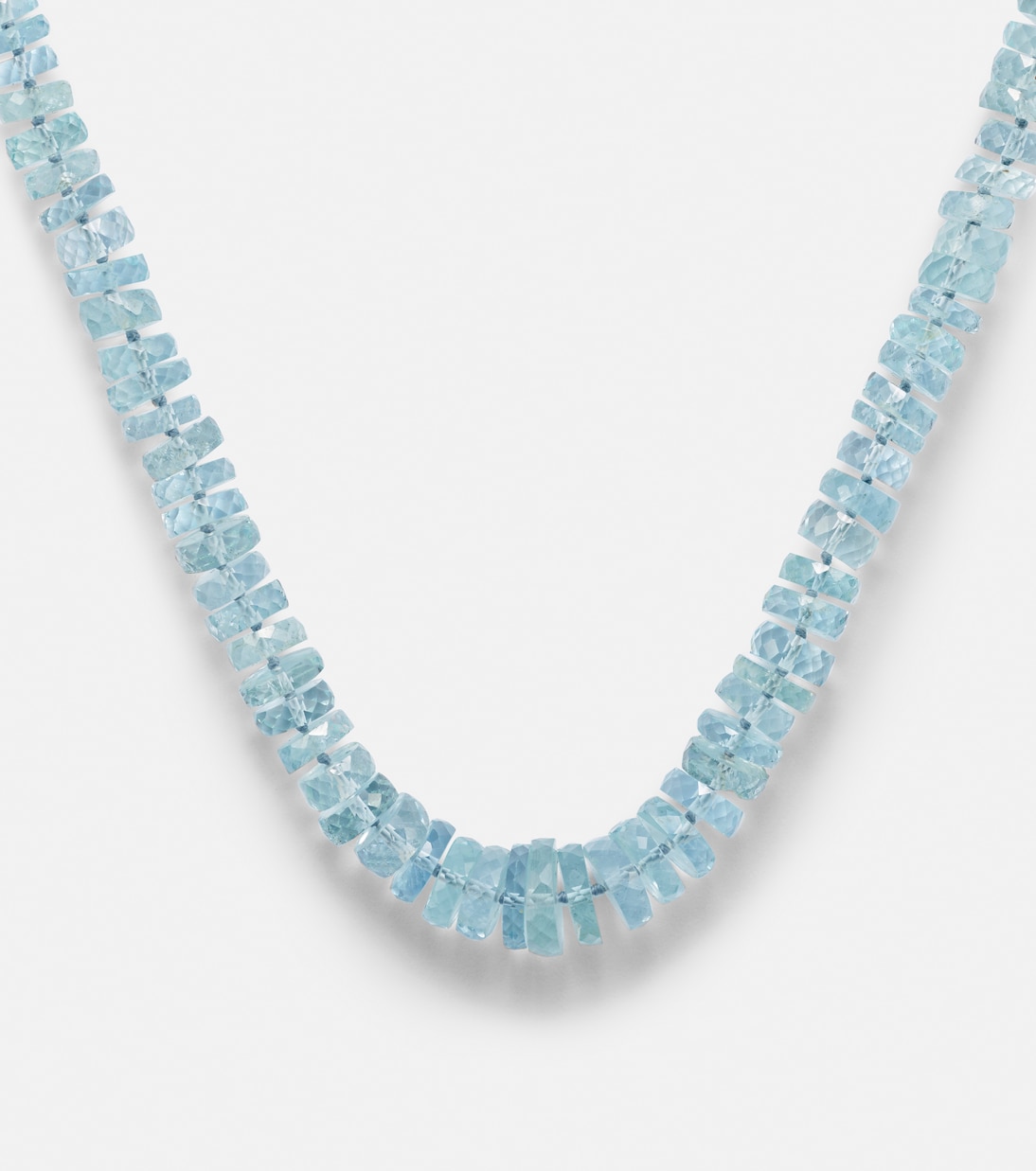 18k white gold necklace with aquamarines  | Ileana Makri