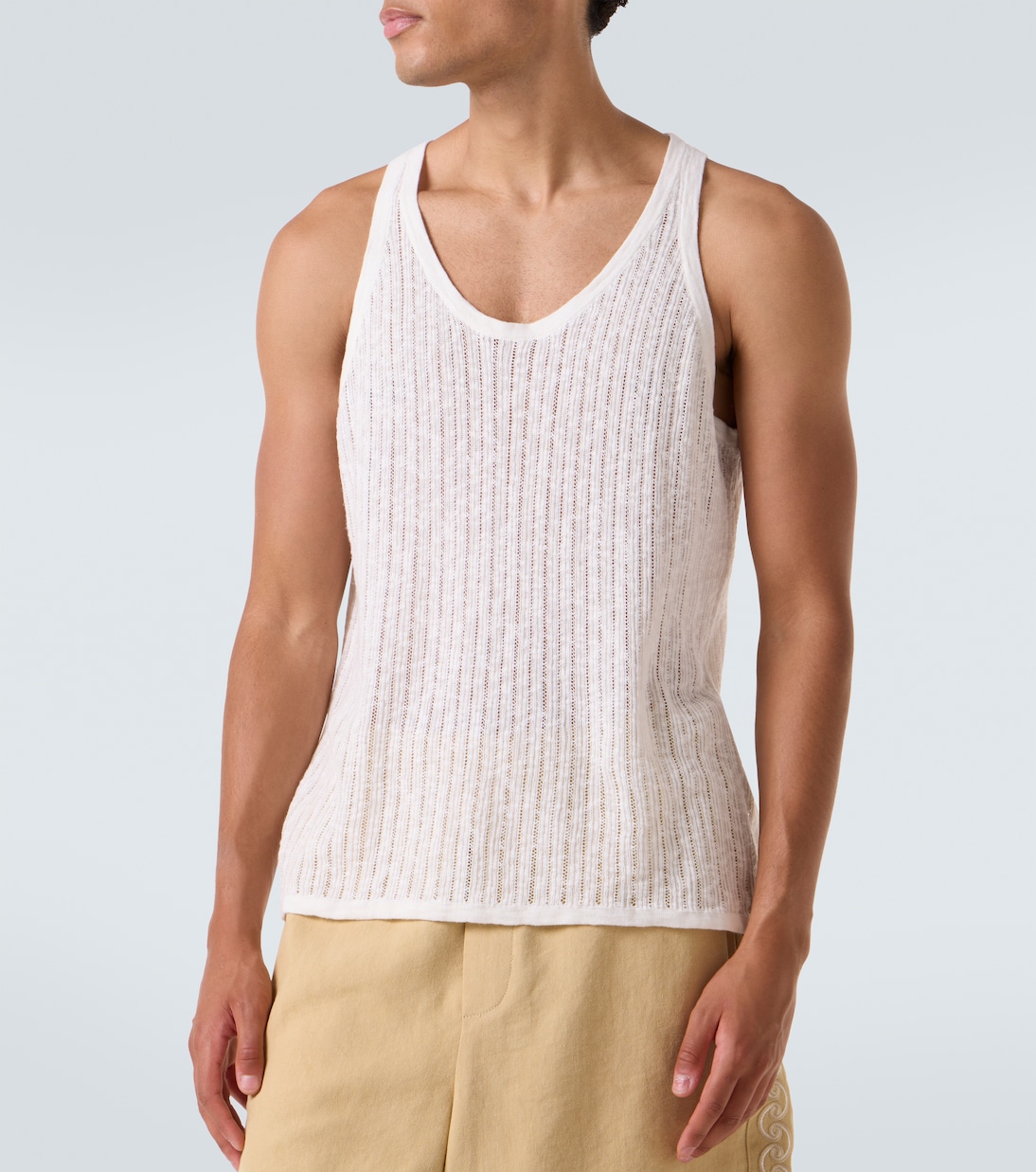 Tank top Pointelle in cotone e lino | Commas
