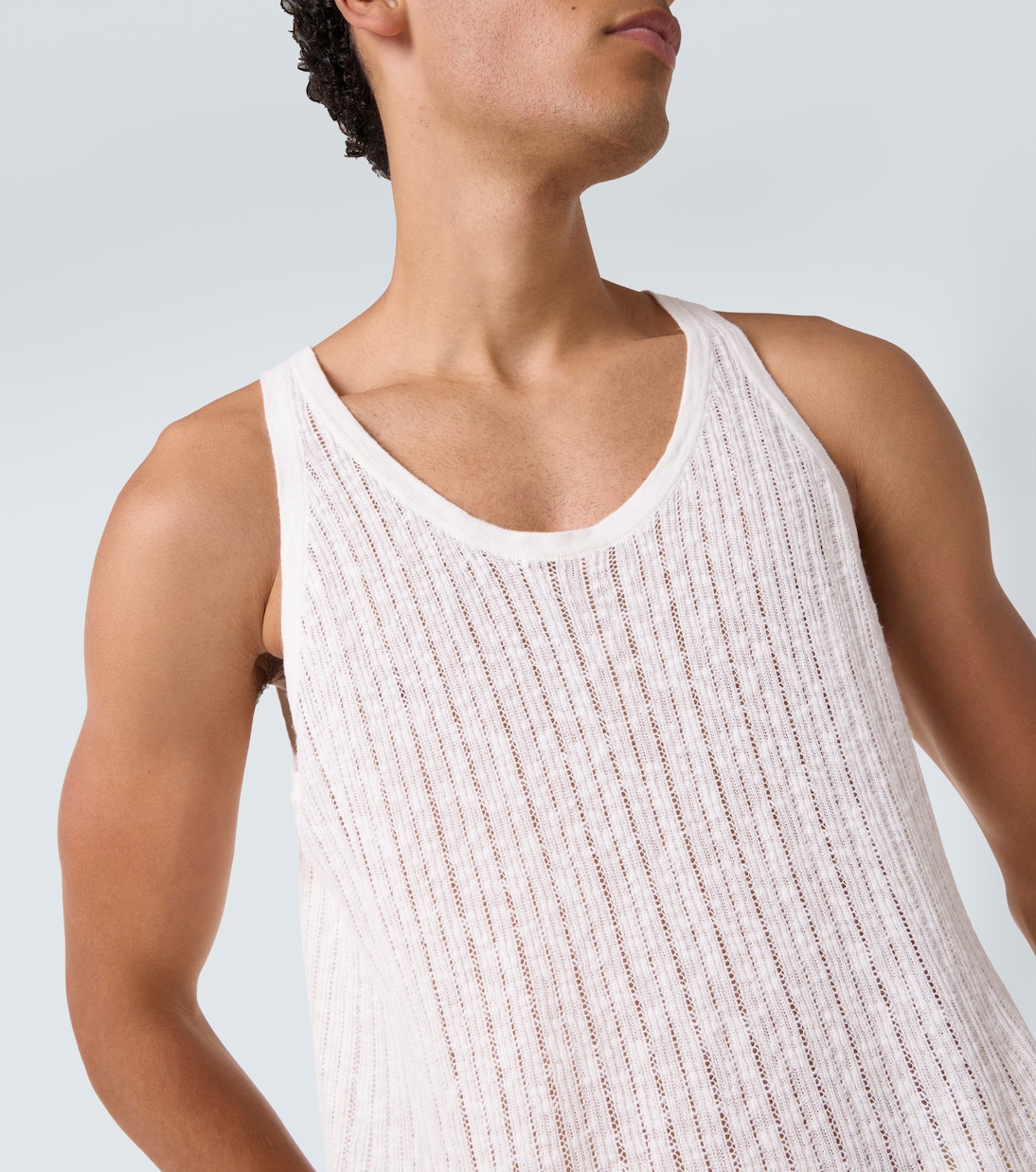 Tank top Pointelle in cotone e lino | Commas