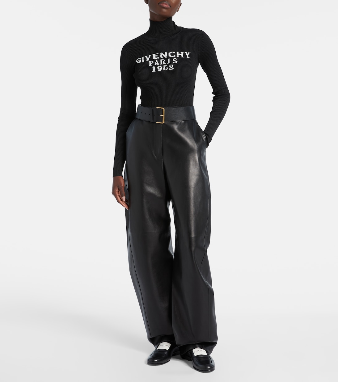 High-rise leather barrel-leg pants  | Givenchy