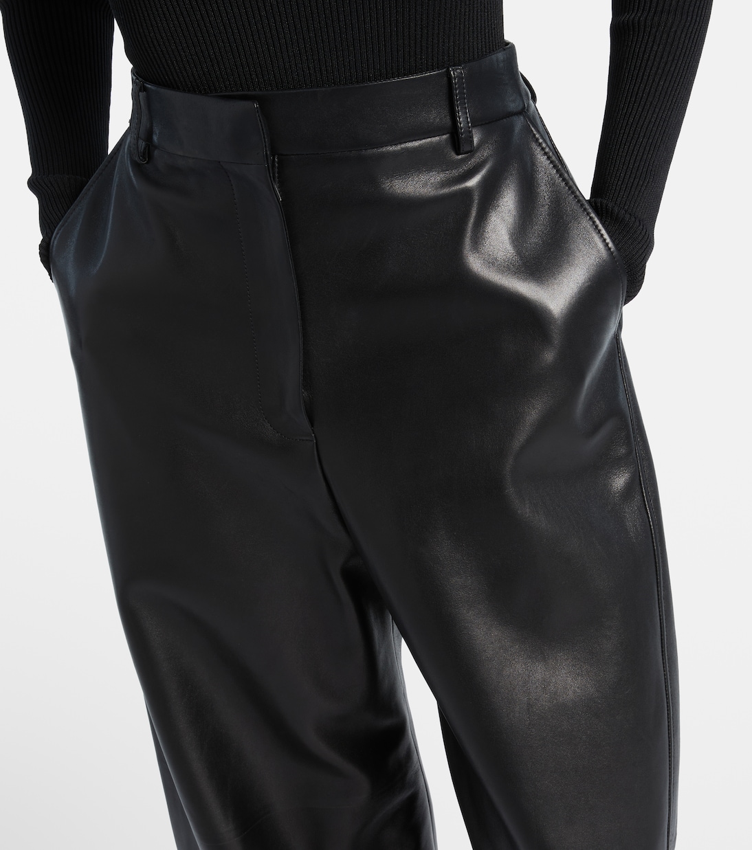 High-rise leather barrel-leg pants  | Givenchy