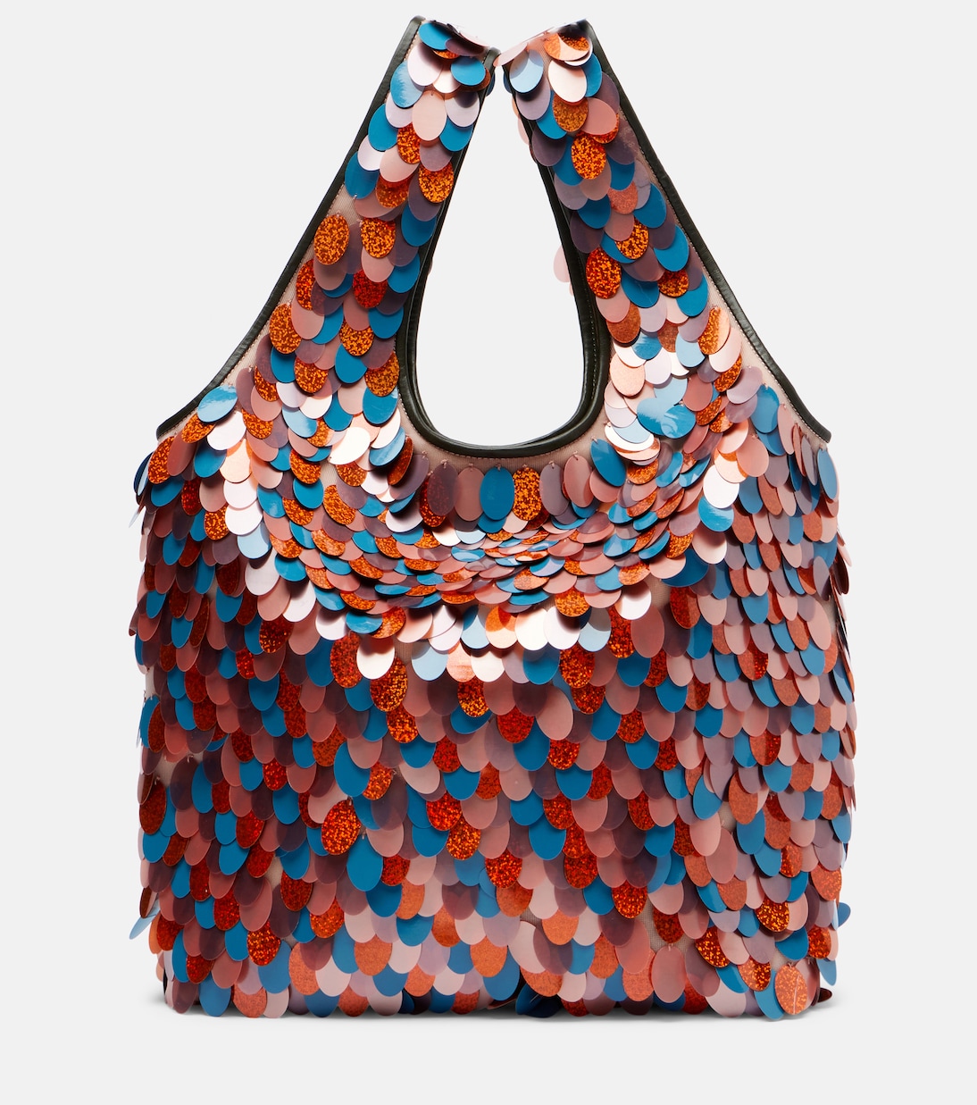March Large leather-trimmed sequined tote bag | Dries Van Noten
