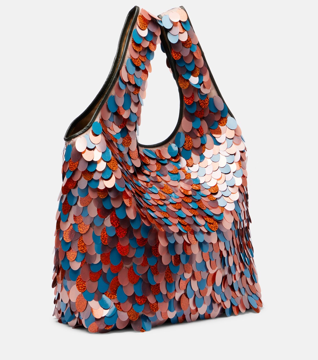 March Large leather-trimmed sequined tote bag | Dries Van Noten