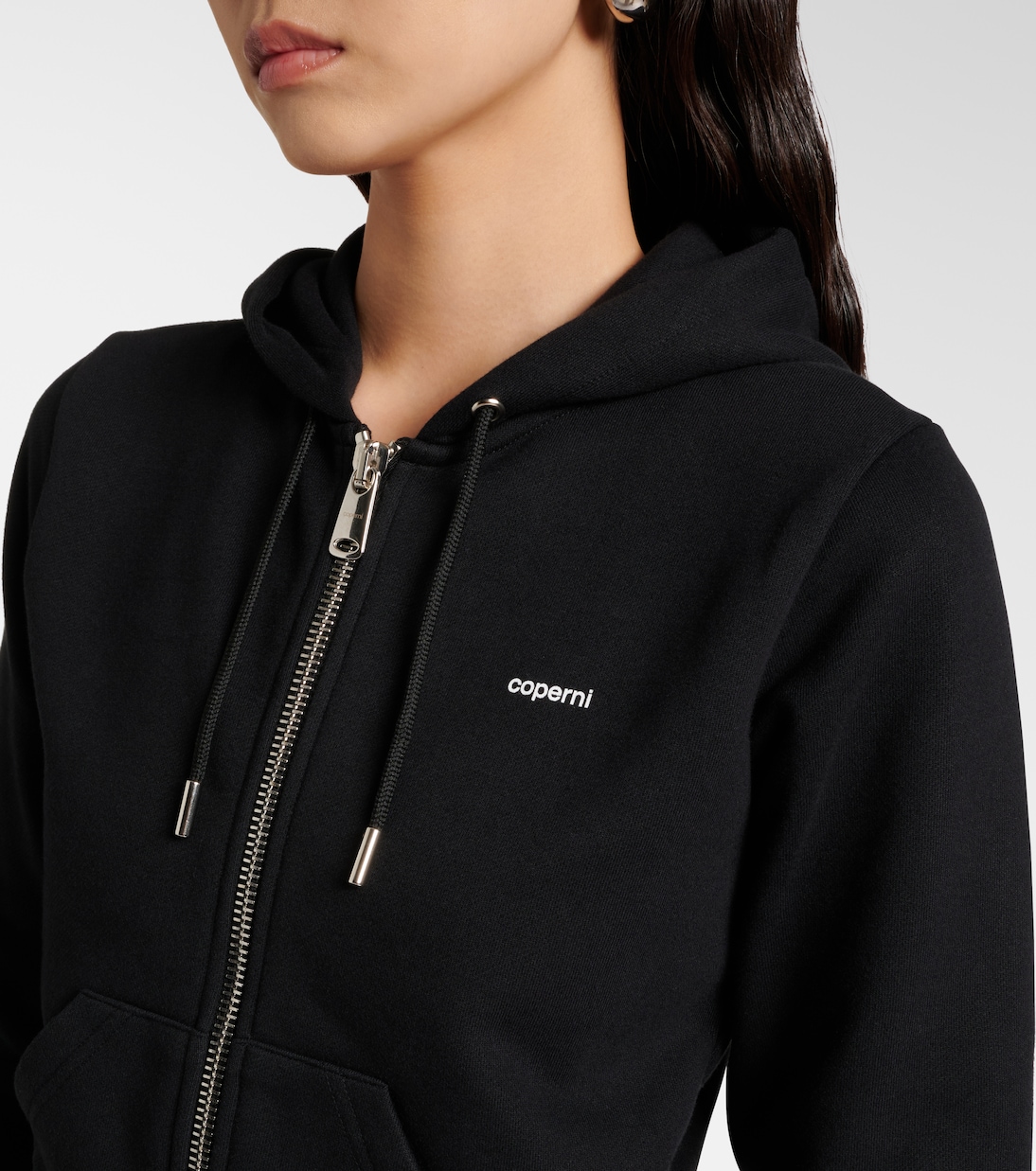 Felpa con cappuccio e zip in jersey di misto cotone | Coperni