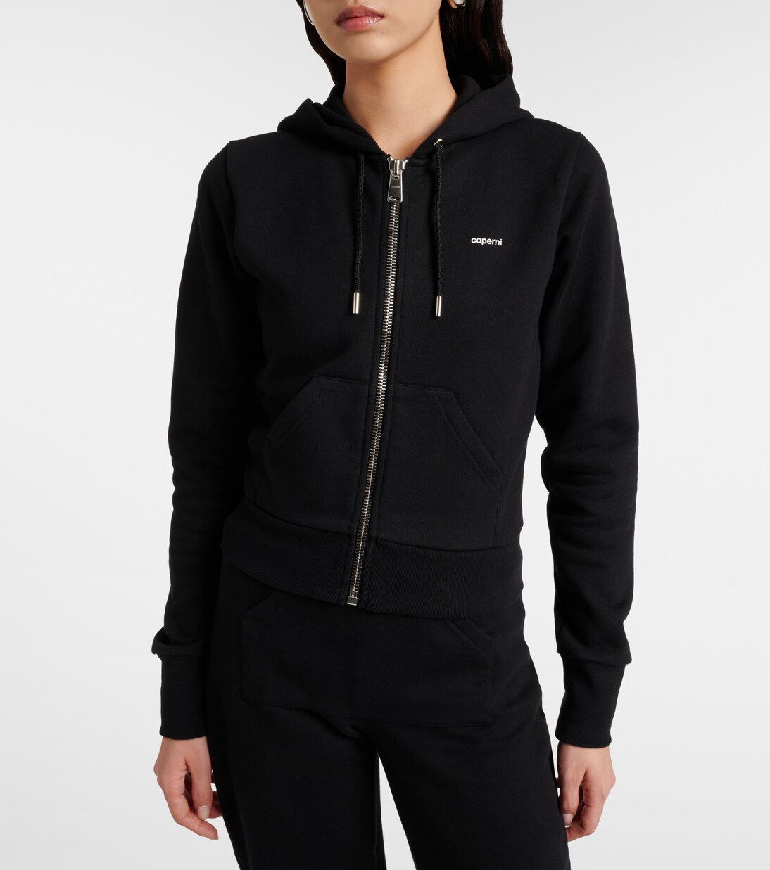 Felpa con cappuccio e zip in jersey di misto cotone | Coperni