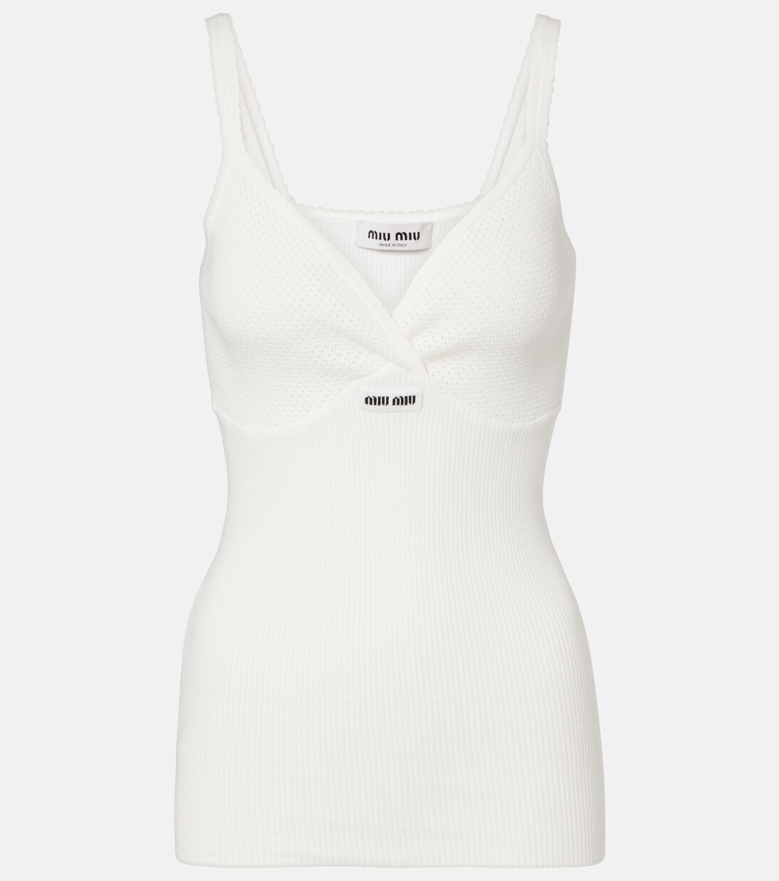 Lace-trimmed cotton top | Miu Miu