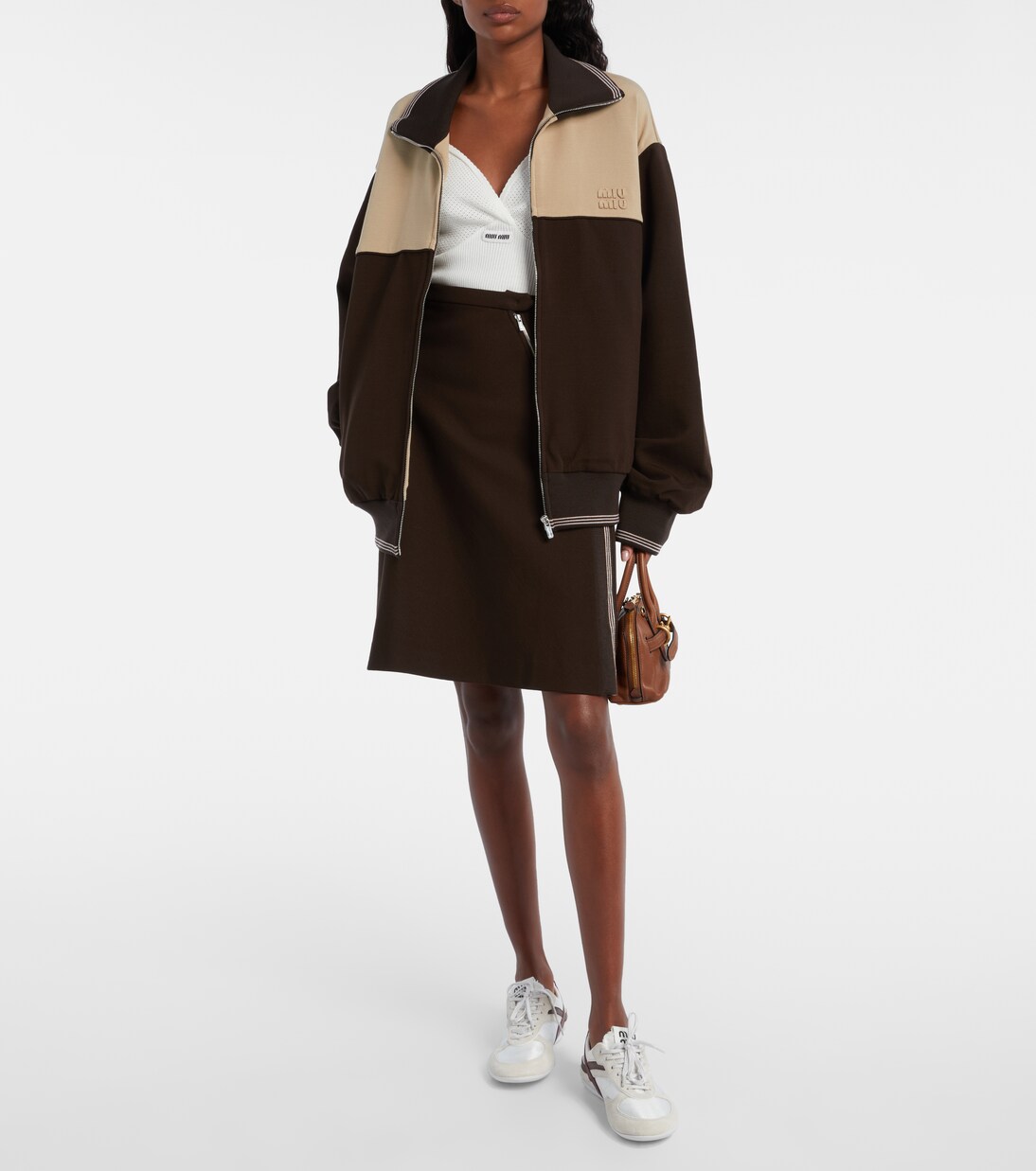 Lace-trimmed cotton top | Miu Miu