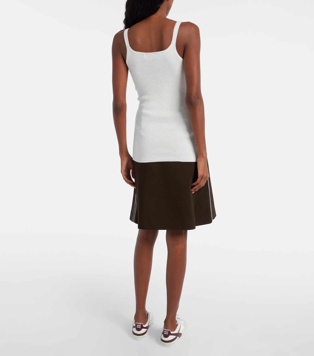 Lace-trimmed cotton top | Miu Miu