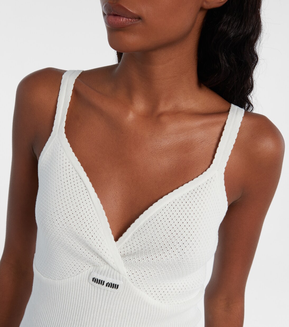 Lace-trimmed cotton top | Miu Miu