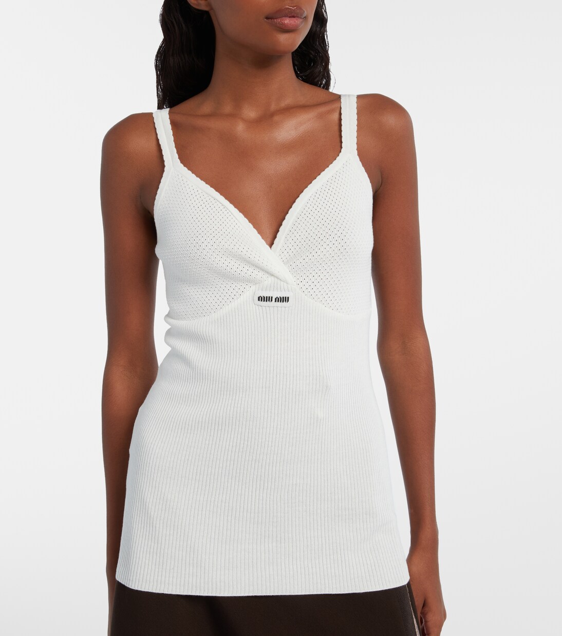 Lace-trimmed cotton top | Miu Miu