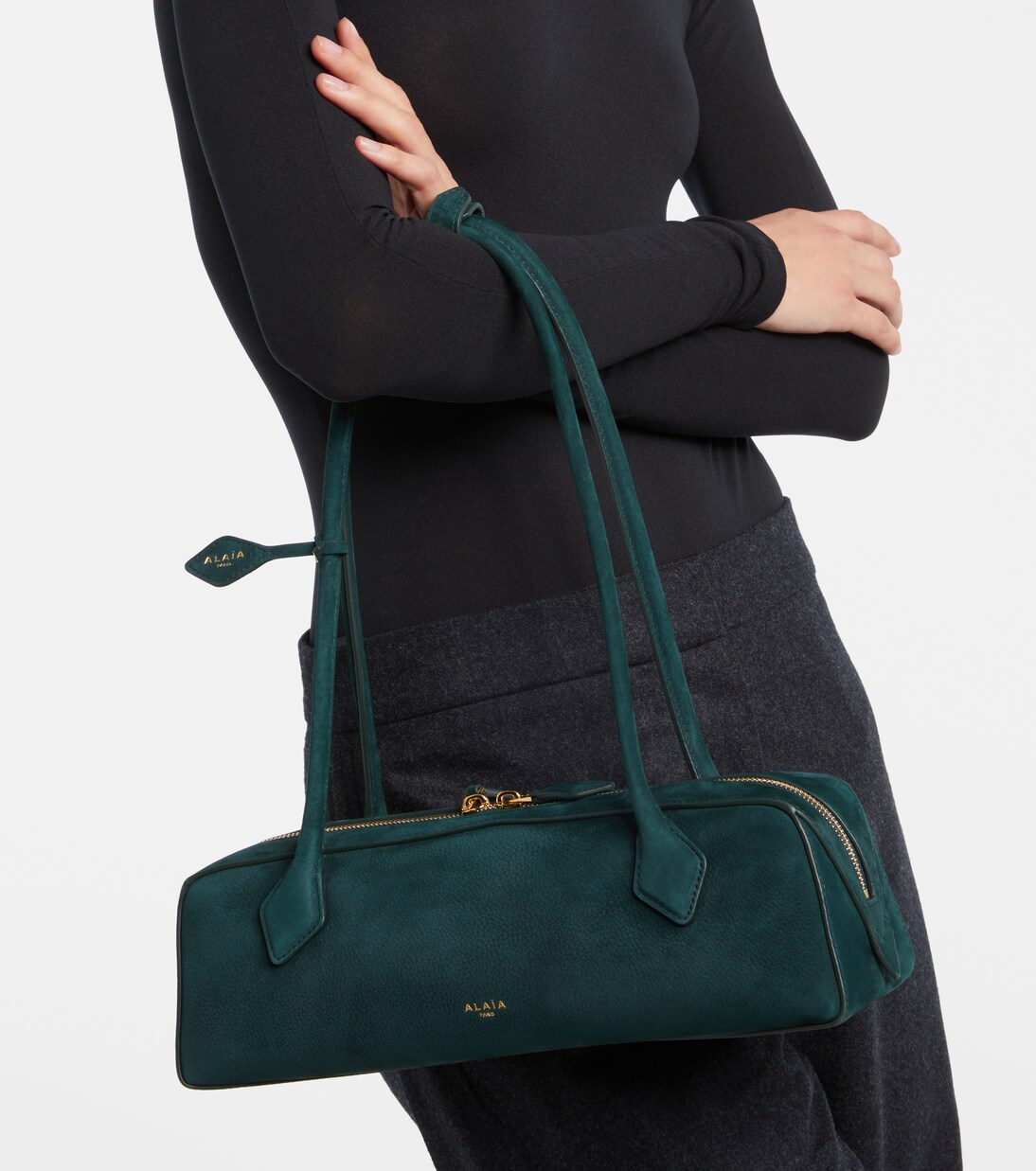 Le Teckel Medium suede shoulder bag | Alaïa