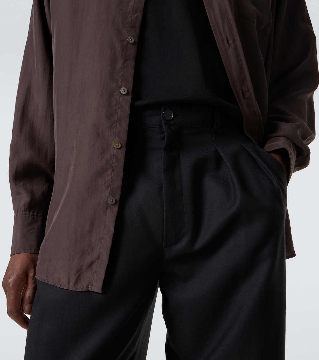 Corley virgin wool flannel wide-leg pants | The Row