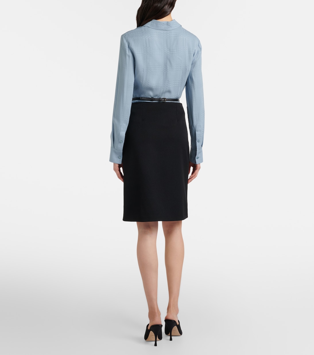 Horsebit挖剪羊毛裹身半身裙 | Gucci