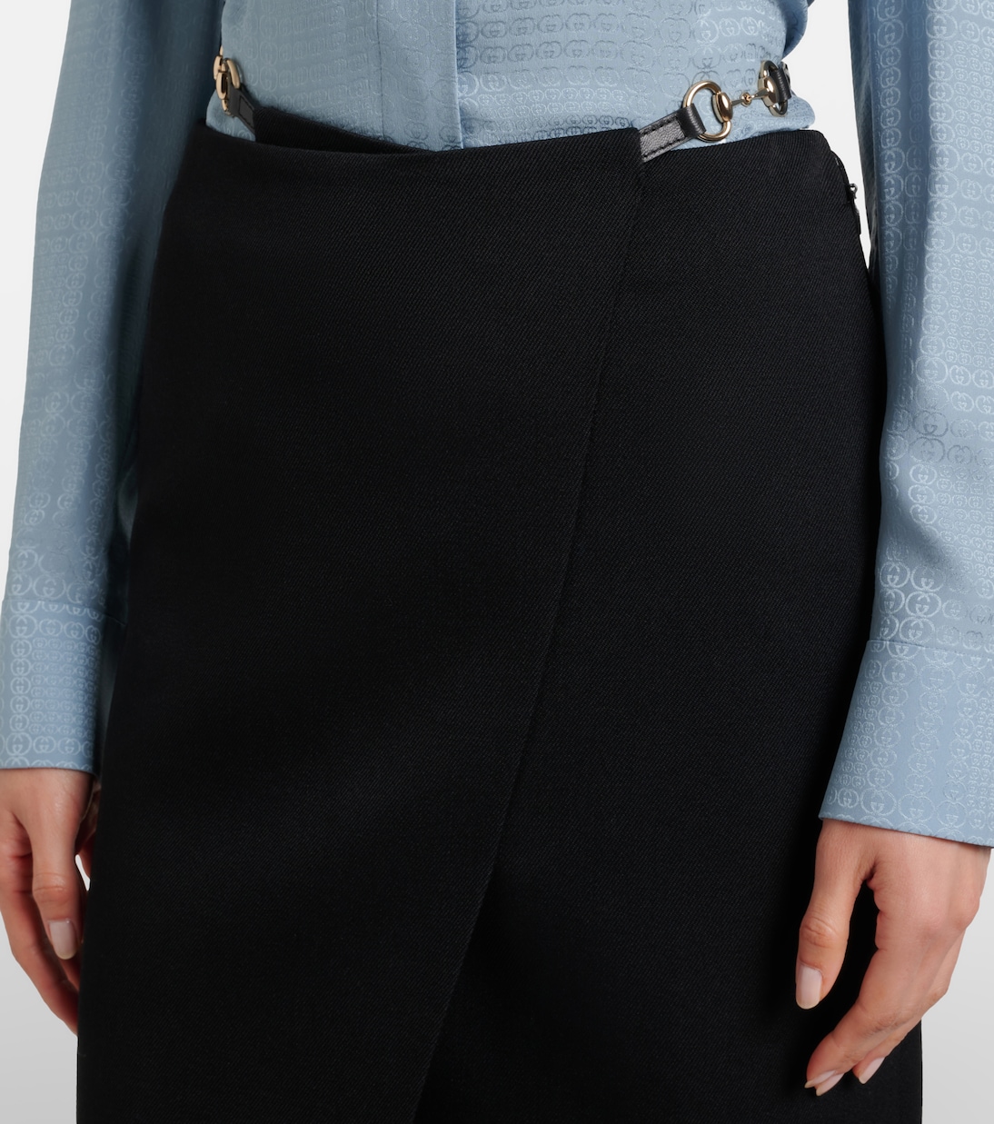 Horsebit挖剪羊毛裹身半身裙 | Gucci