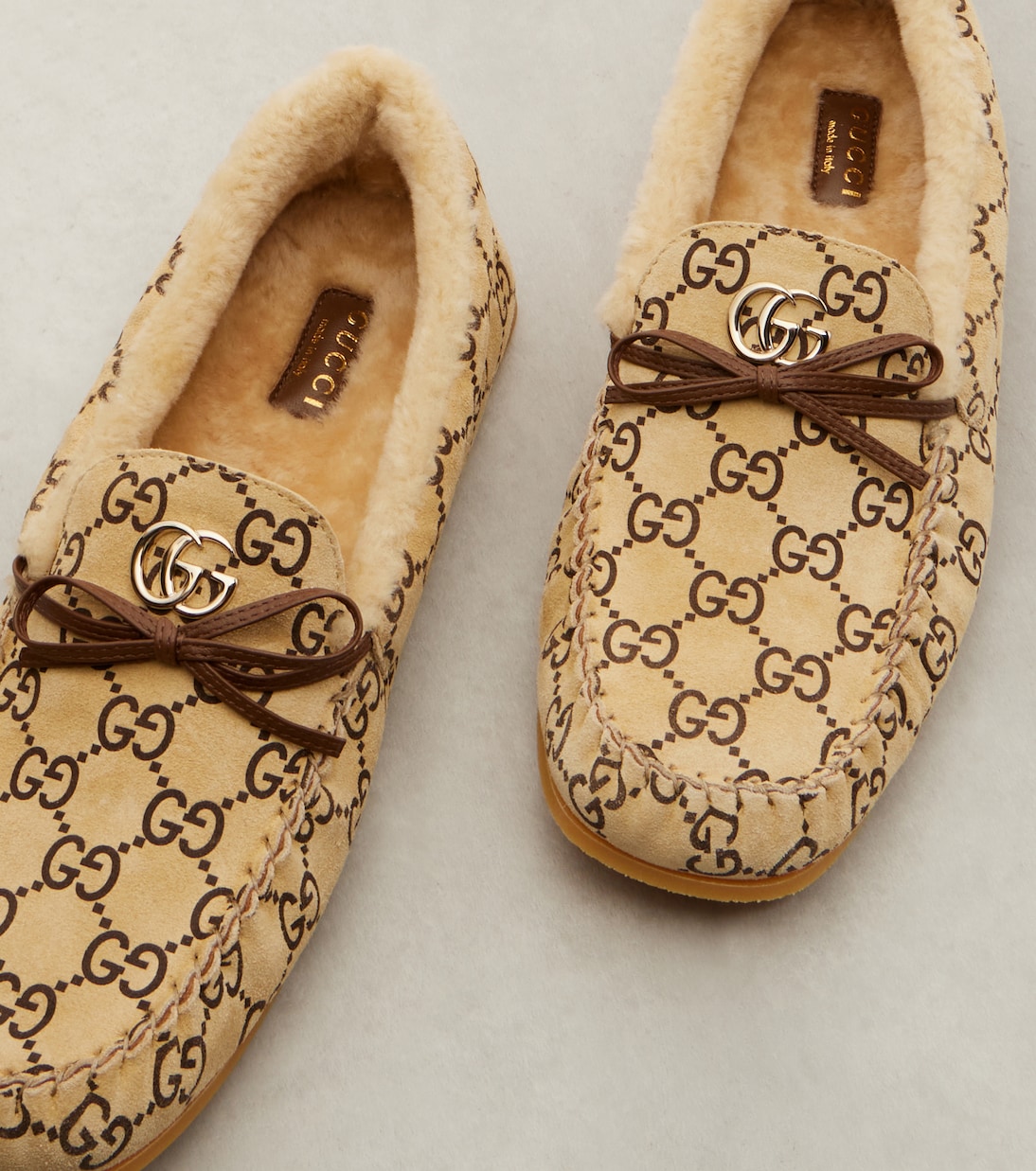 Double G 시어링 라이닝 스웨이드 로퍼 | Gucci