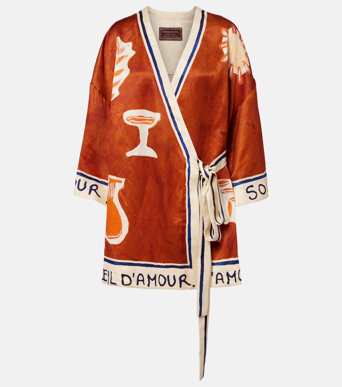 x LRNCE Soleil D'Amour printed wrap dress | Alémais