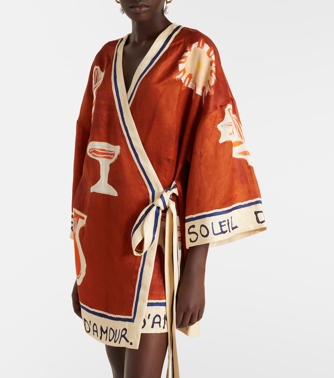 x LRNCE Soleil D'Amour printed wrap dress | Alémais