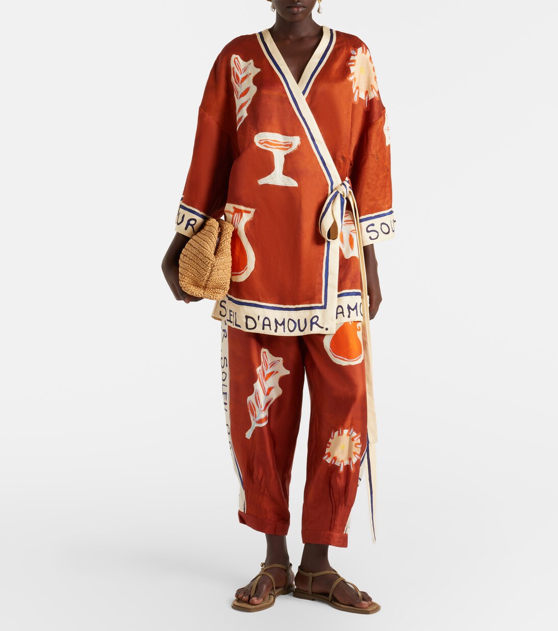 x LRNCE Soleil D'Amour printed wrap dress | Alémais