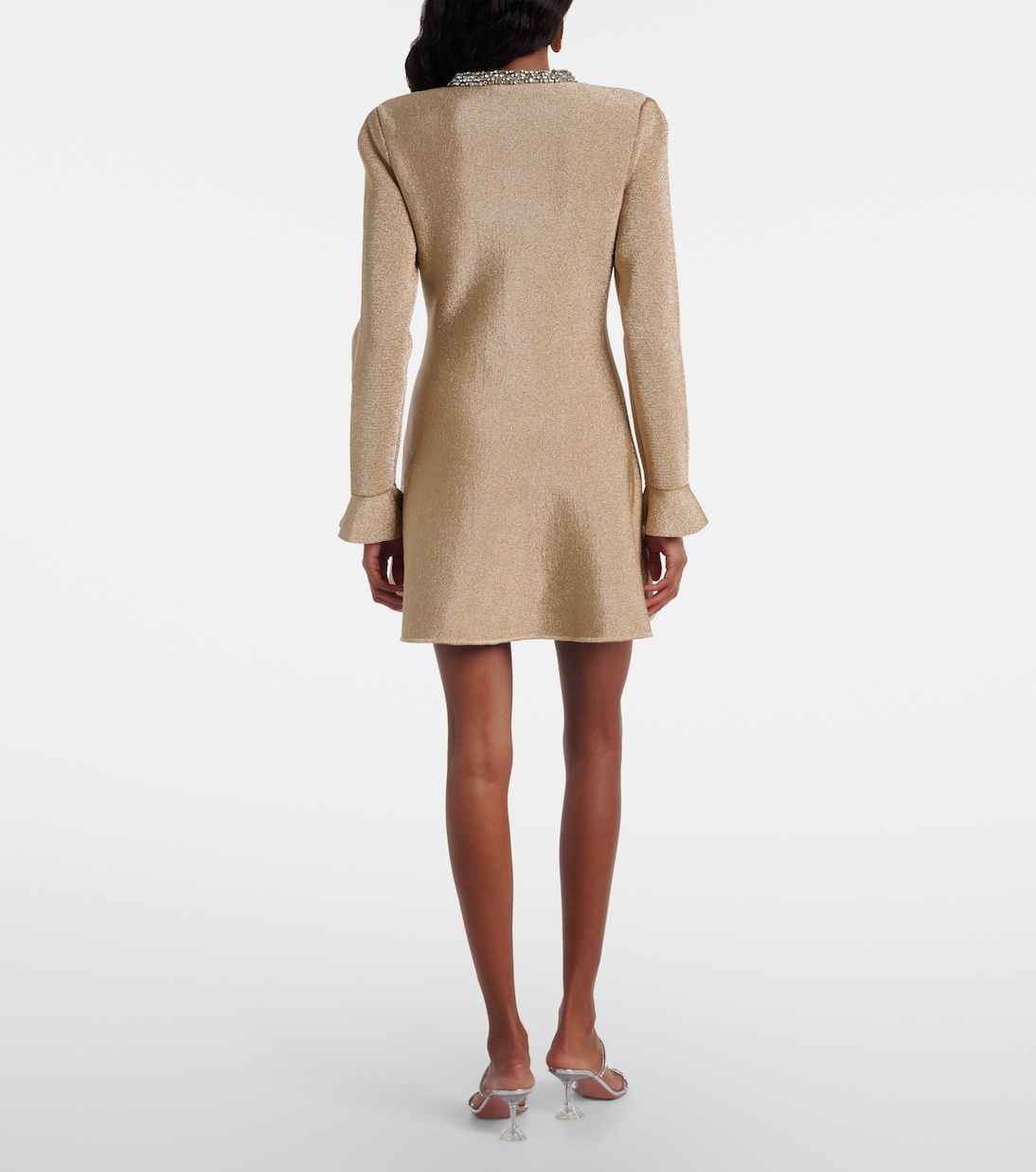 فستان قصير من اللاميه مزين بالكريستال | Self-Portrait