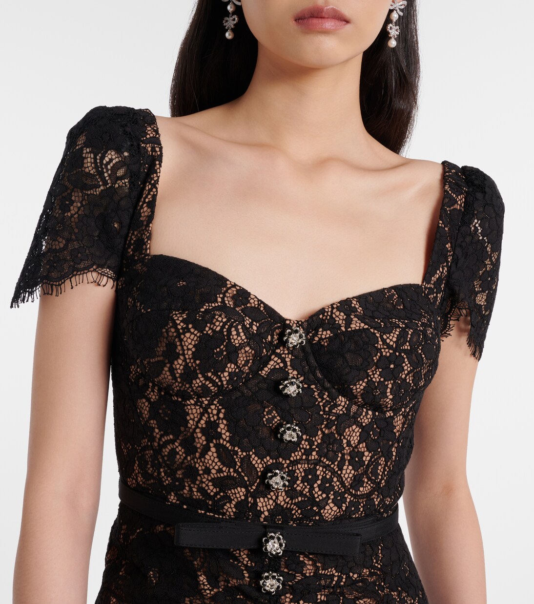 Embellished cotton-blend lace midi dress | Self-Portrait