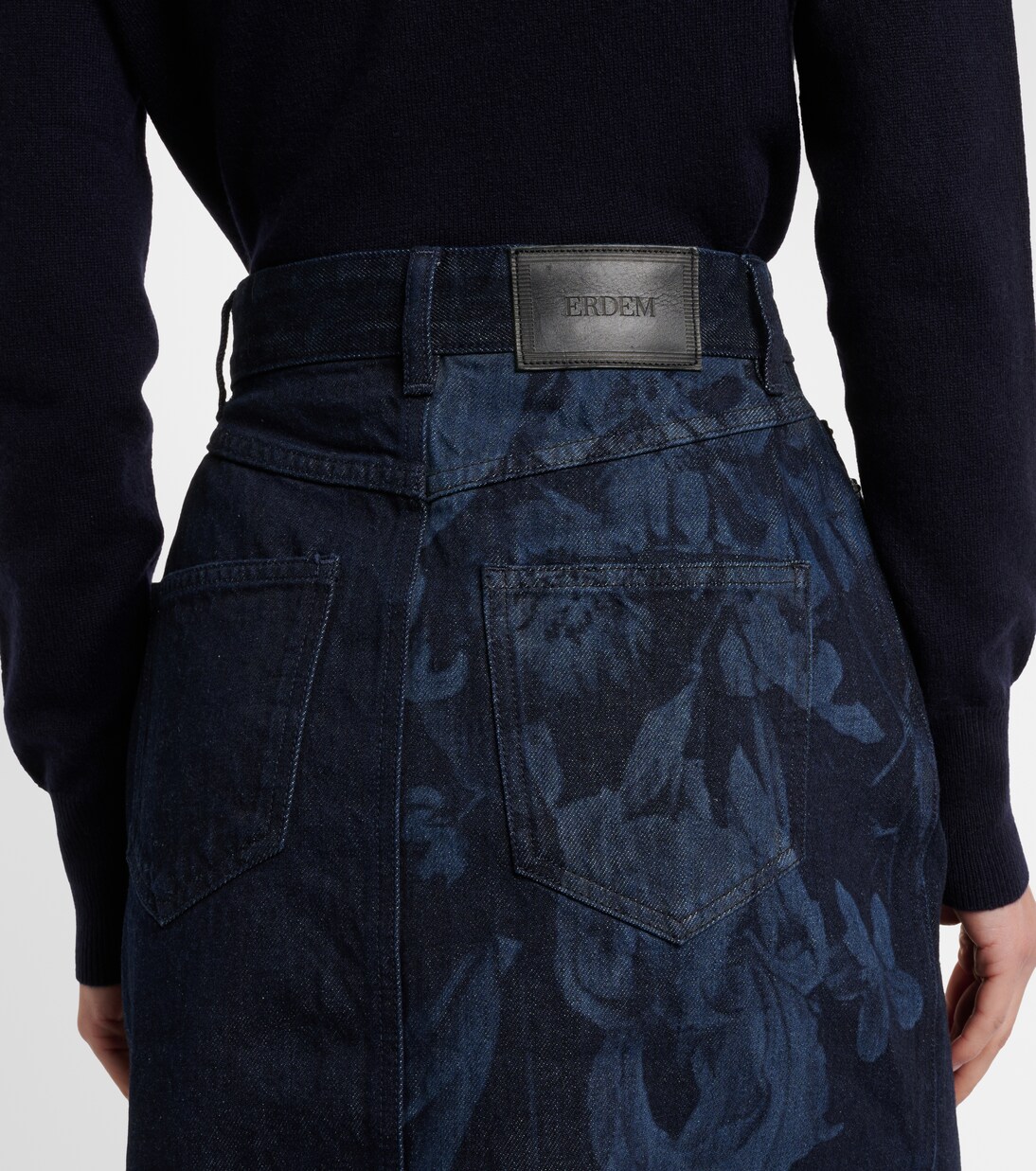 Floral flared denim midi skirt | Erdem