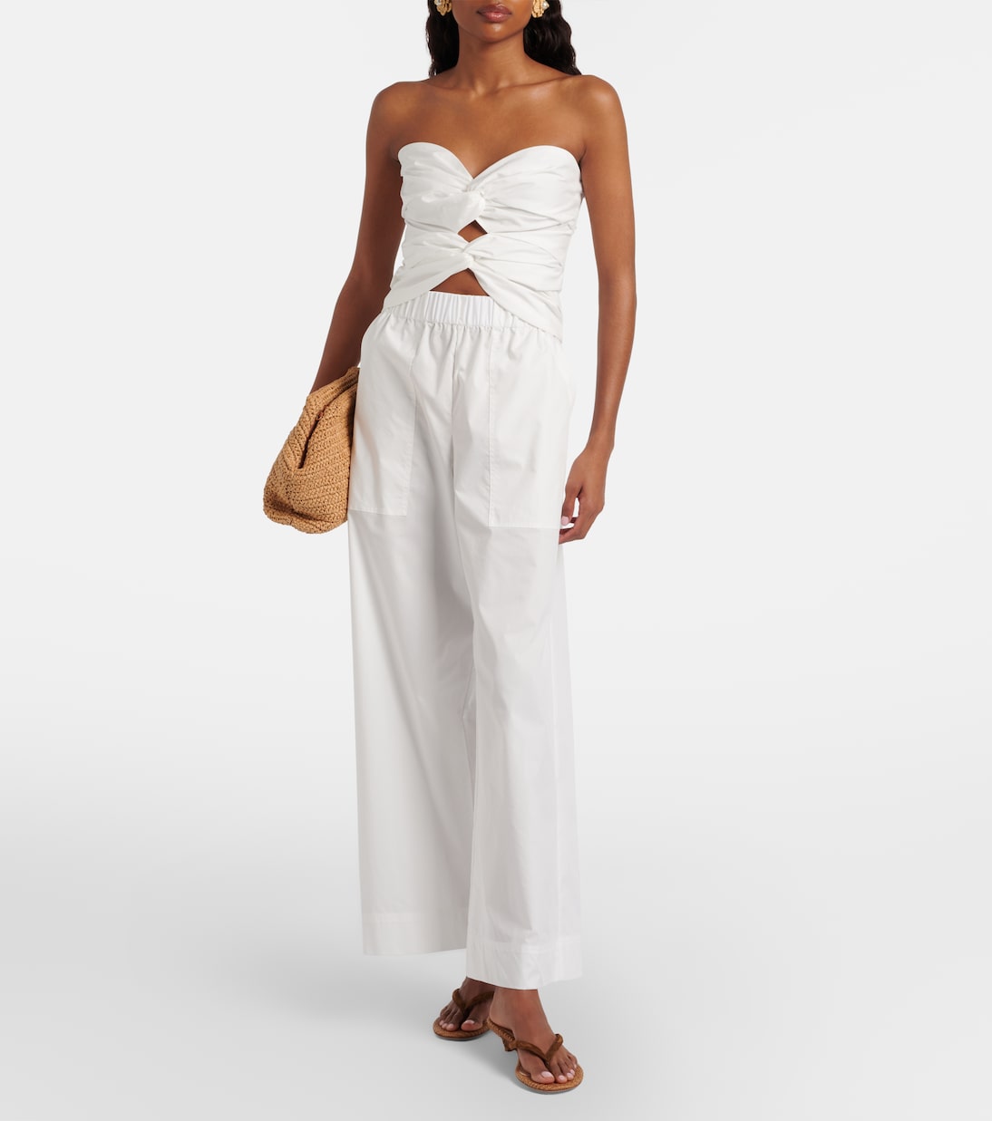 Cornelia cutout ruched cotton-blend top | Simkhai