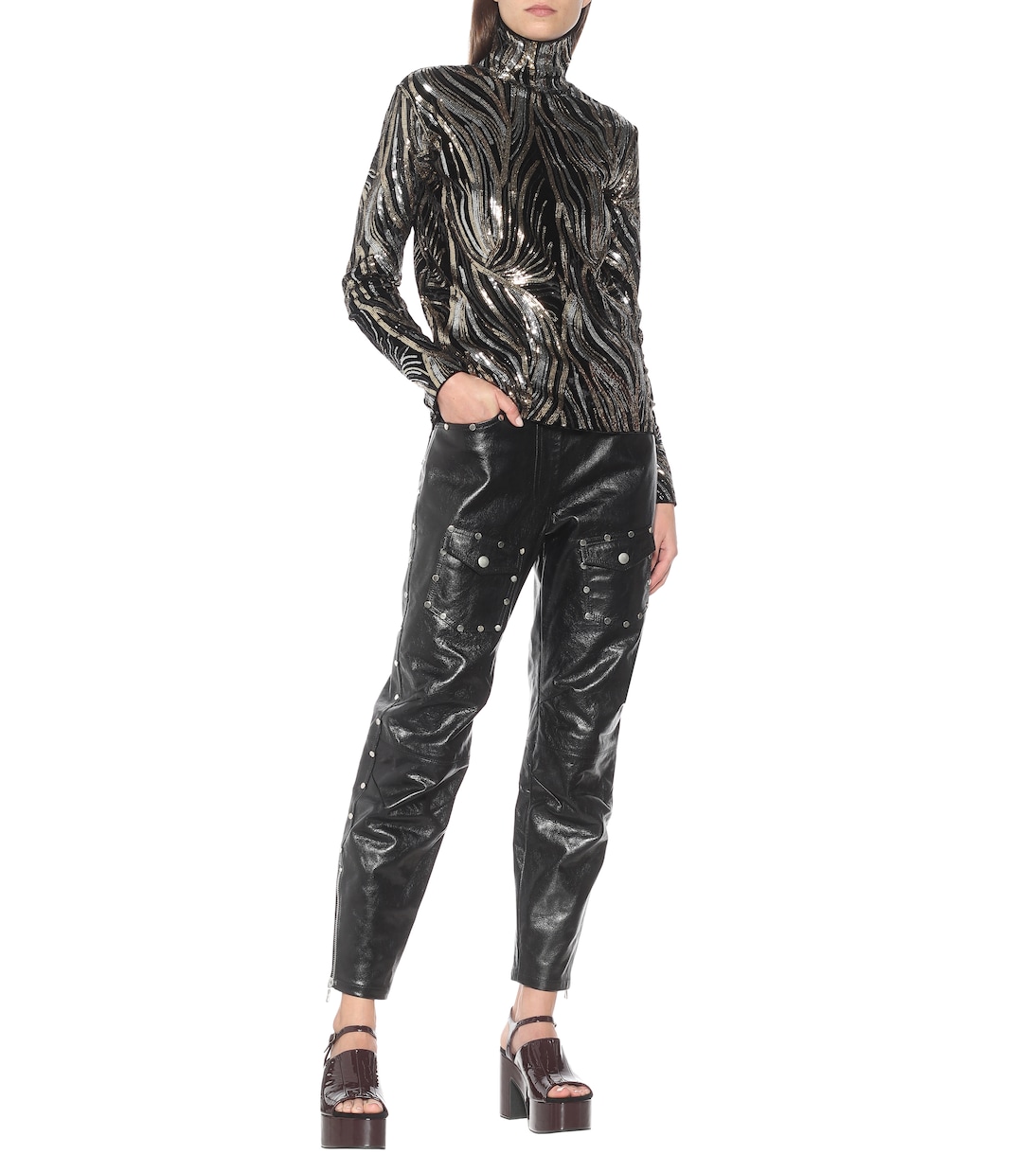 Studded slim leather pants | Dries Van Noten