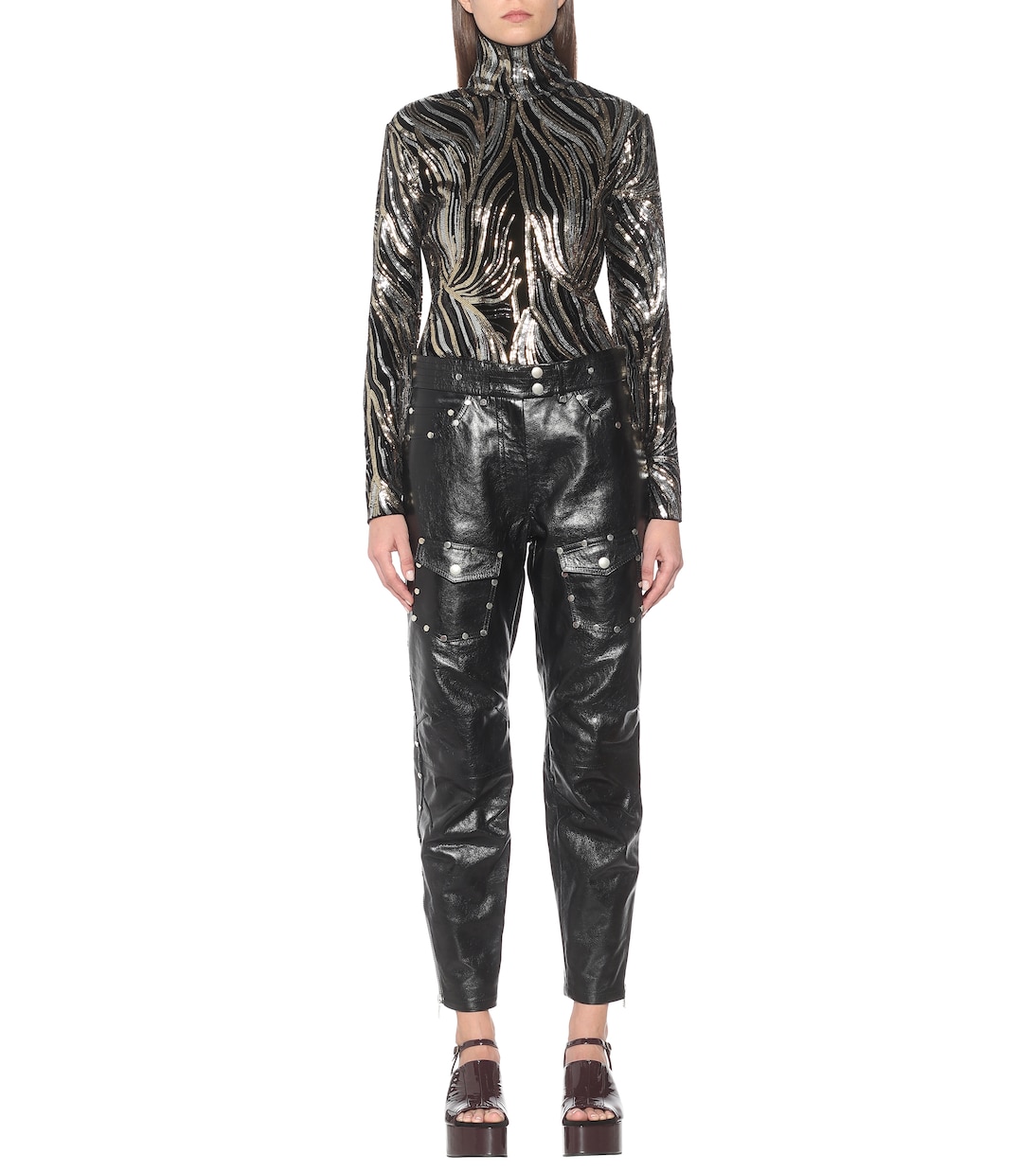 Studded slim leather pants | Dries Van Noten