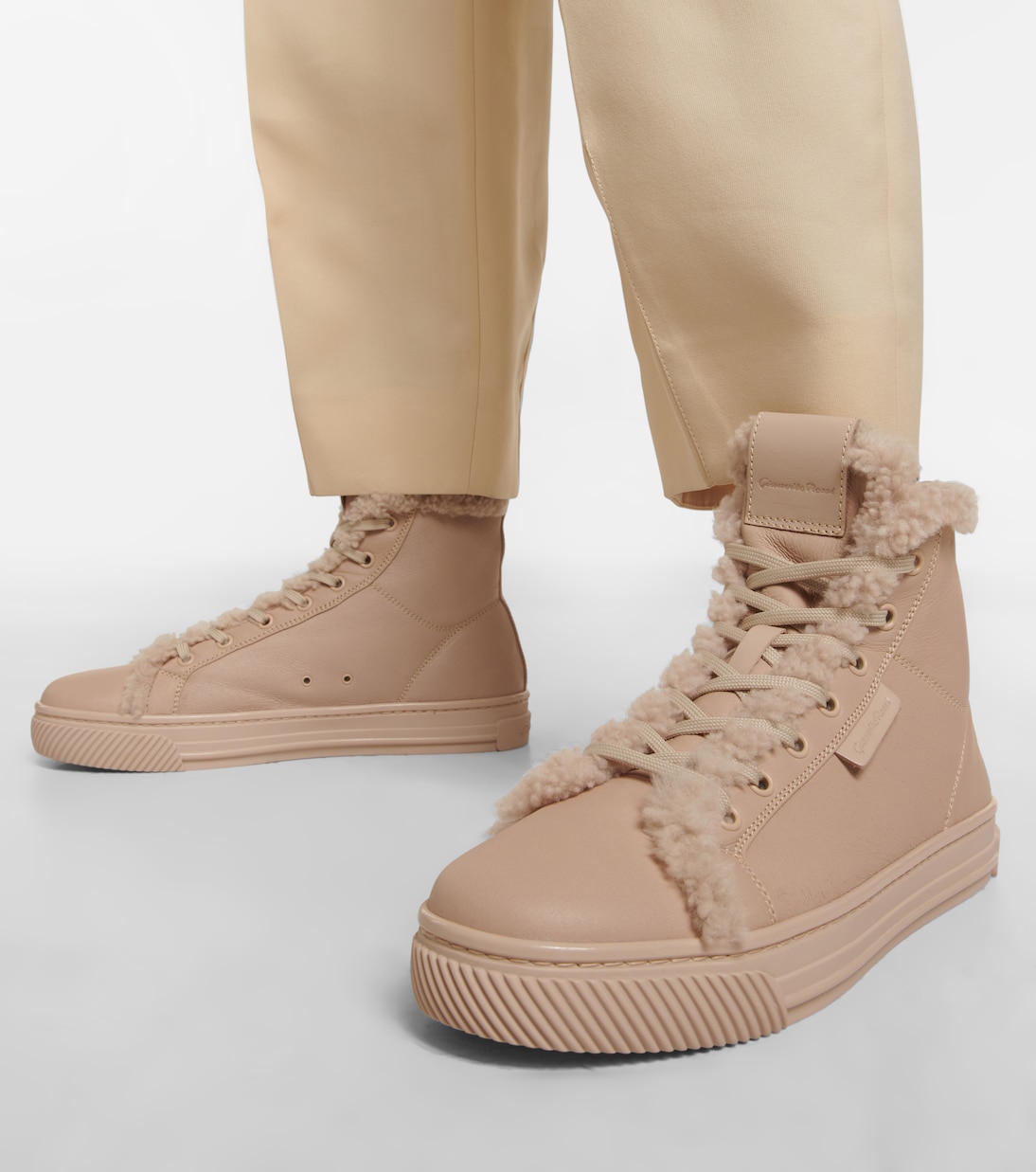 Baskets 360 High en cuir et shearling | Gianvito Rossi