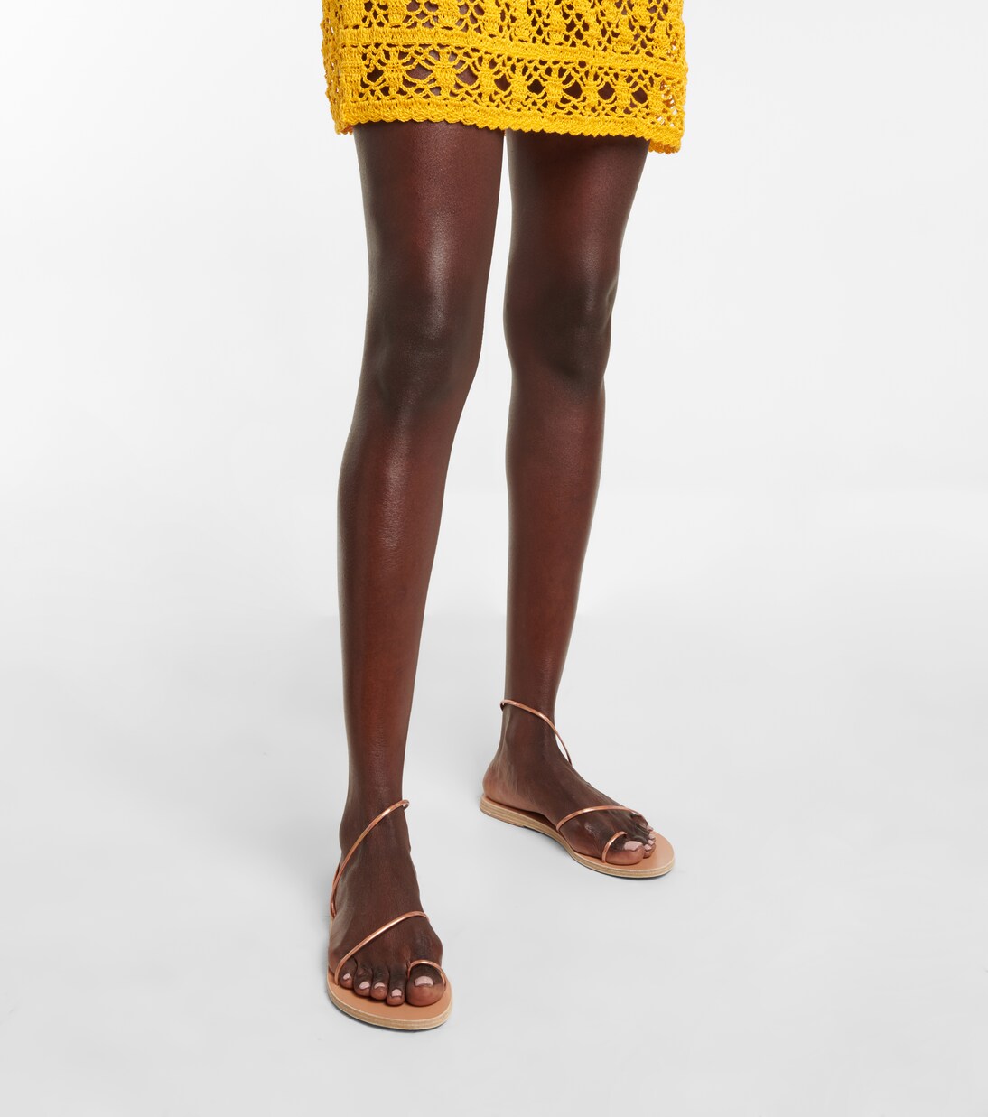 Chora iridescent leather sandals in metallic - Ancient Greek