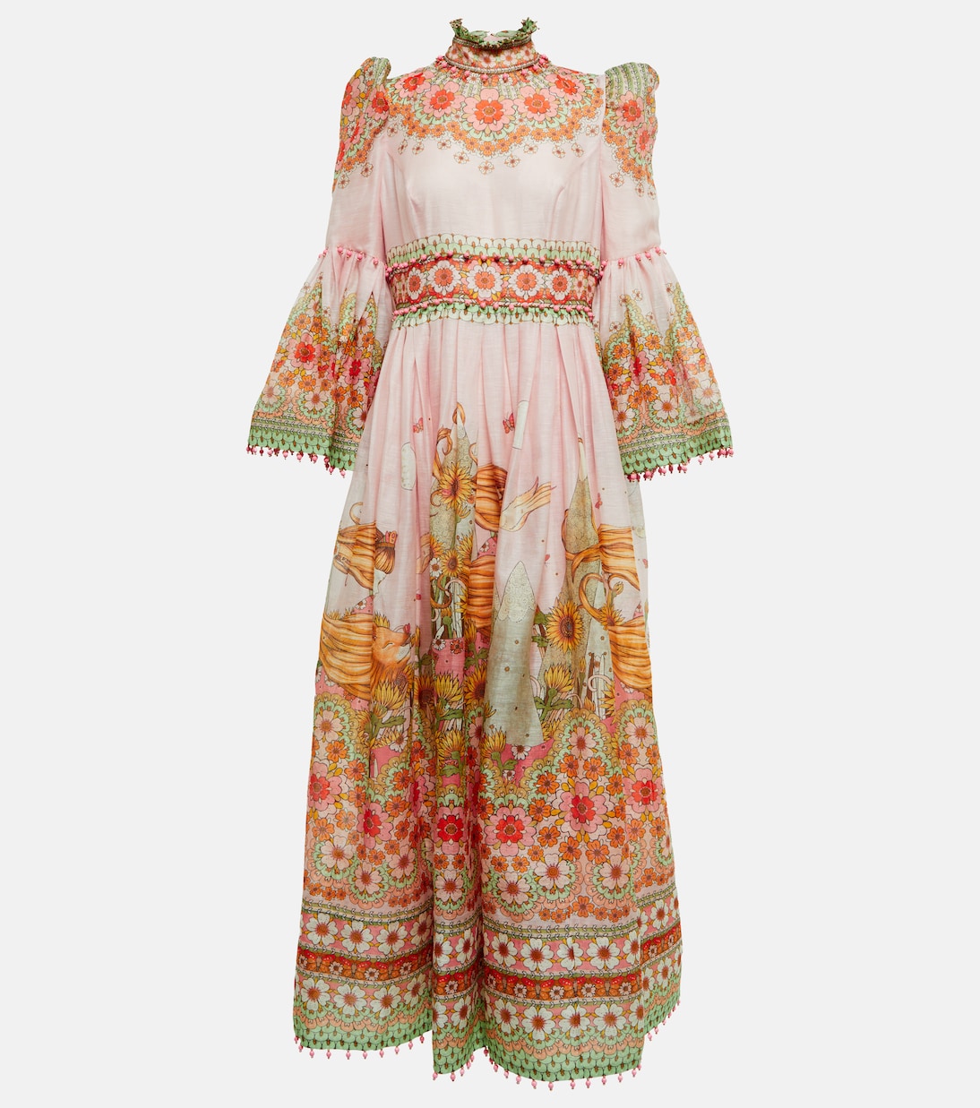 Vestido de fiesta Kaleidoscope de seda y lino | Zimmermann