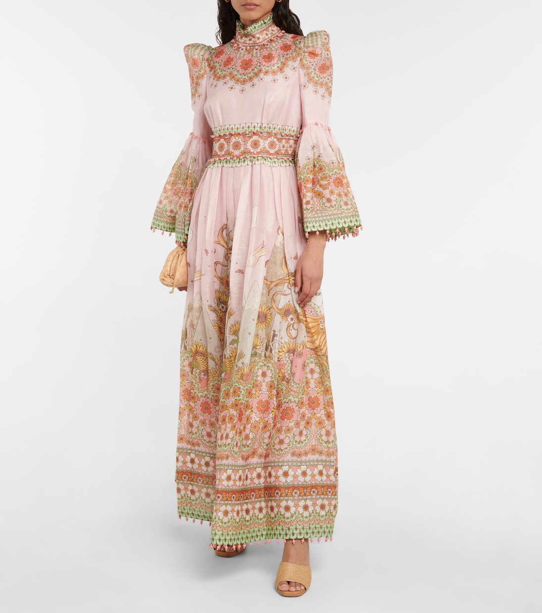 Vestido de fiesta Kaleidoscope de seda y lino | Zimmermann