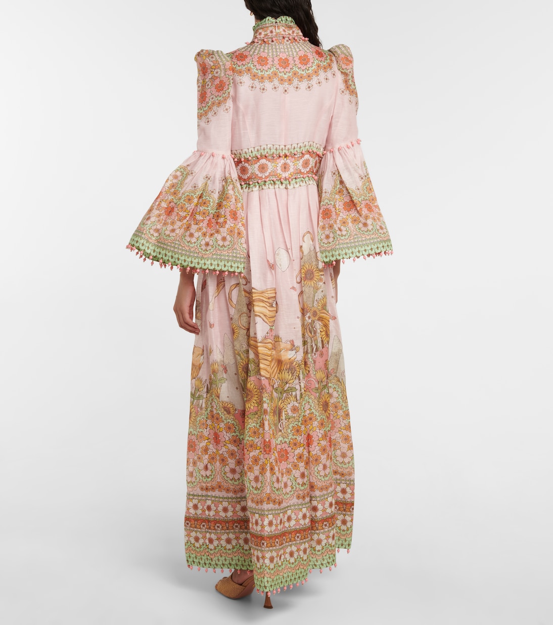 Vestido de fiesta Kaleidoscope de seda y lino | Zimmermann
