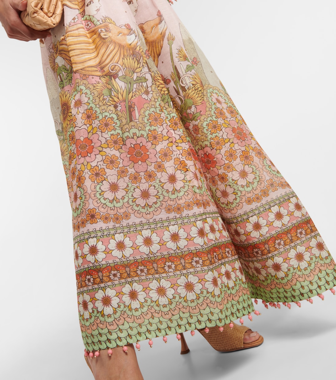 Vestido de fiesta Kaleidoscope de seda y lino | Zimmermann