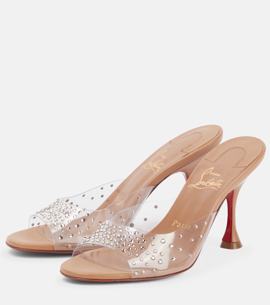 Mules Nudes Degramule con cristalli | Christian Louboutin
