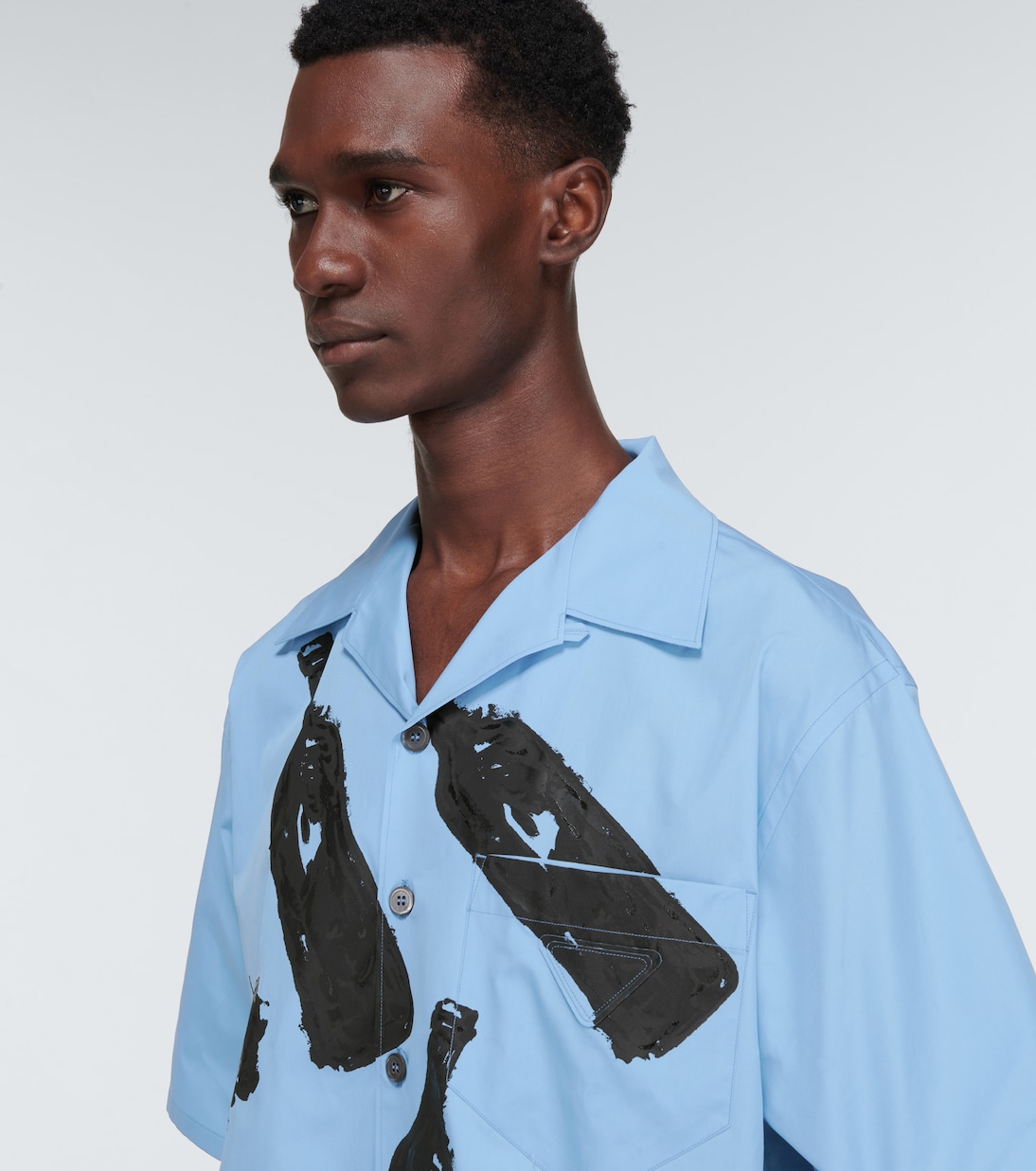 Camicia bowling in cotone con stampa | Prada