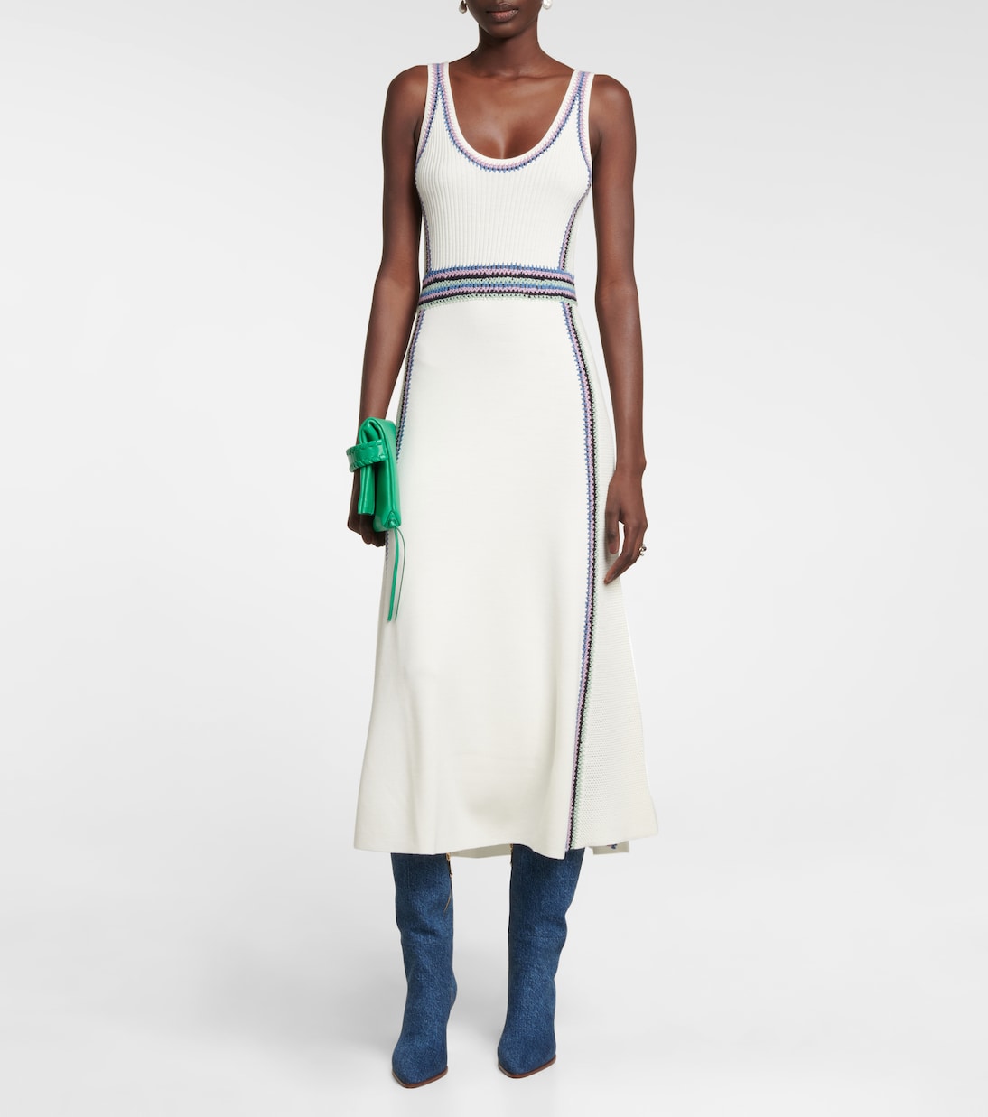 Robe longue brodée en laine | Chloé