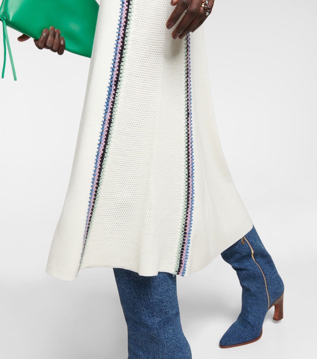 Robe longue brodée en laine | Chloé