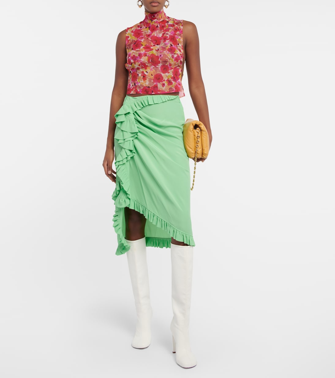 Gonna midi in crêpe con volant | Dries Van Noten
