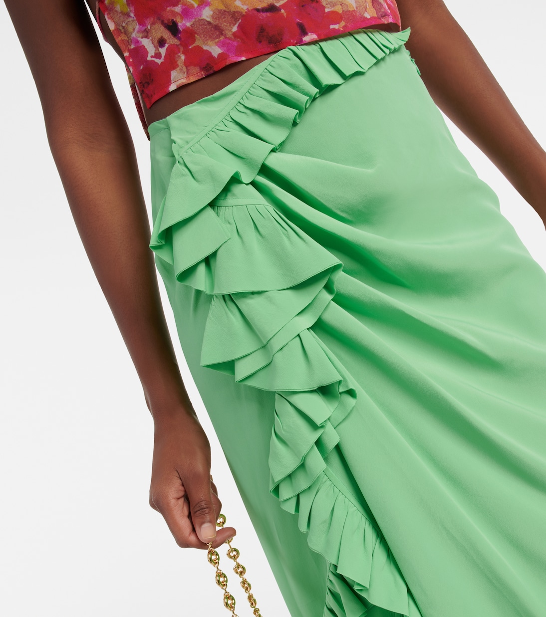 Gonna midi in crêpe con volant | Dries Van Noten