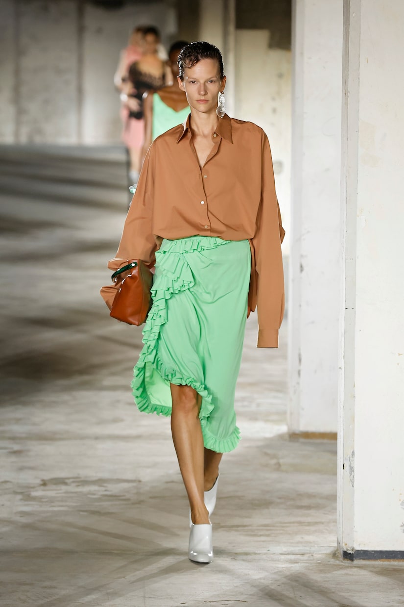Gonna midi in crêpe con volant | Dries Van Noten