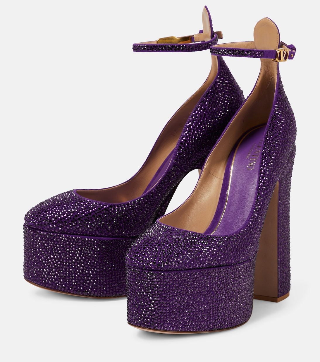 Tan-Go embellished leather platform pumps | Valentino Garavani