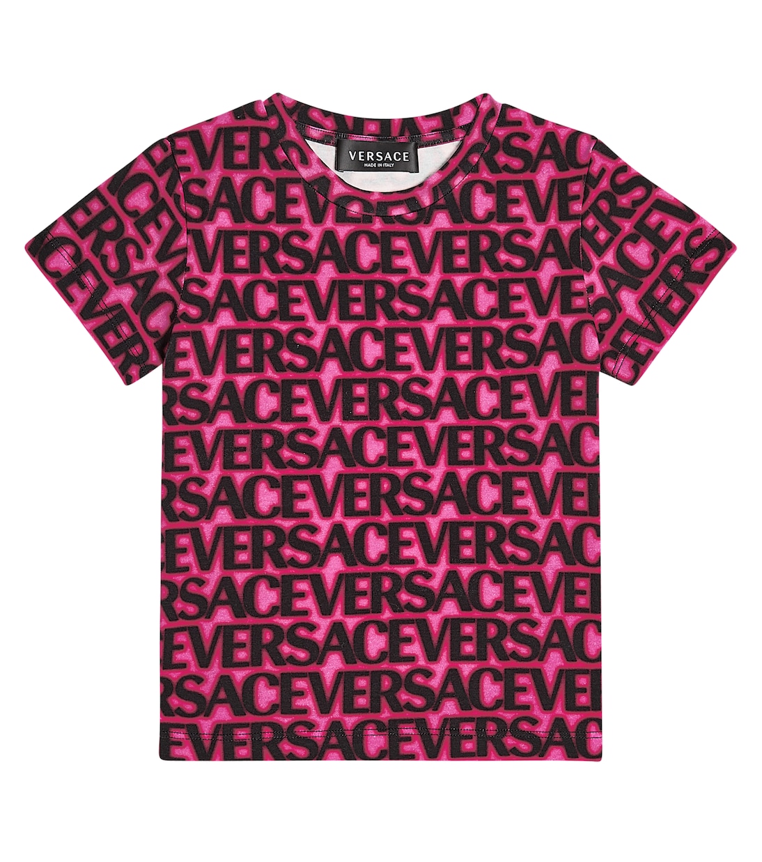 Logo cotton-blend T-shirt in pink - Versace Kids | Mytheresa