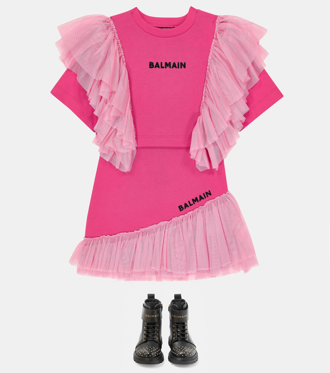T-shirt cropped in cotone con logo | Balmain Kids