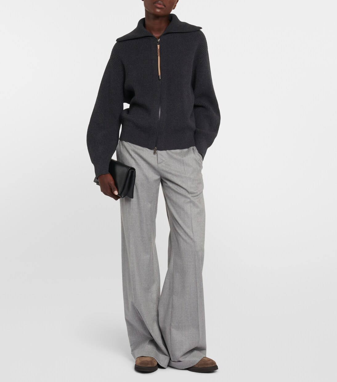 Monili shearling-trimmed suede loafers | Brunello Cucinelli