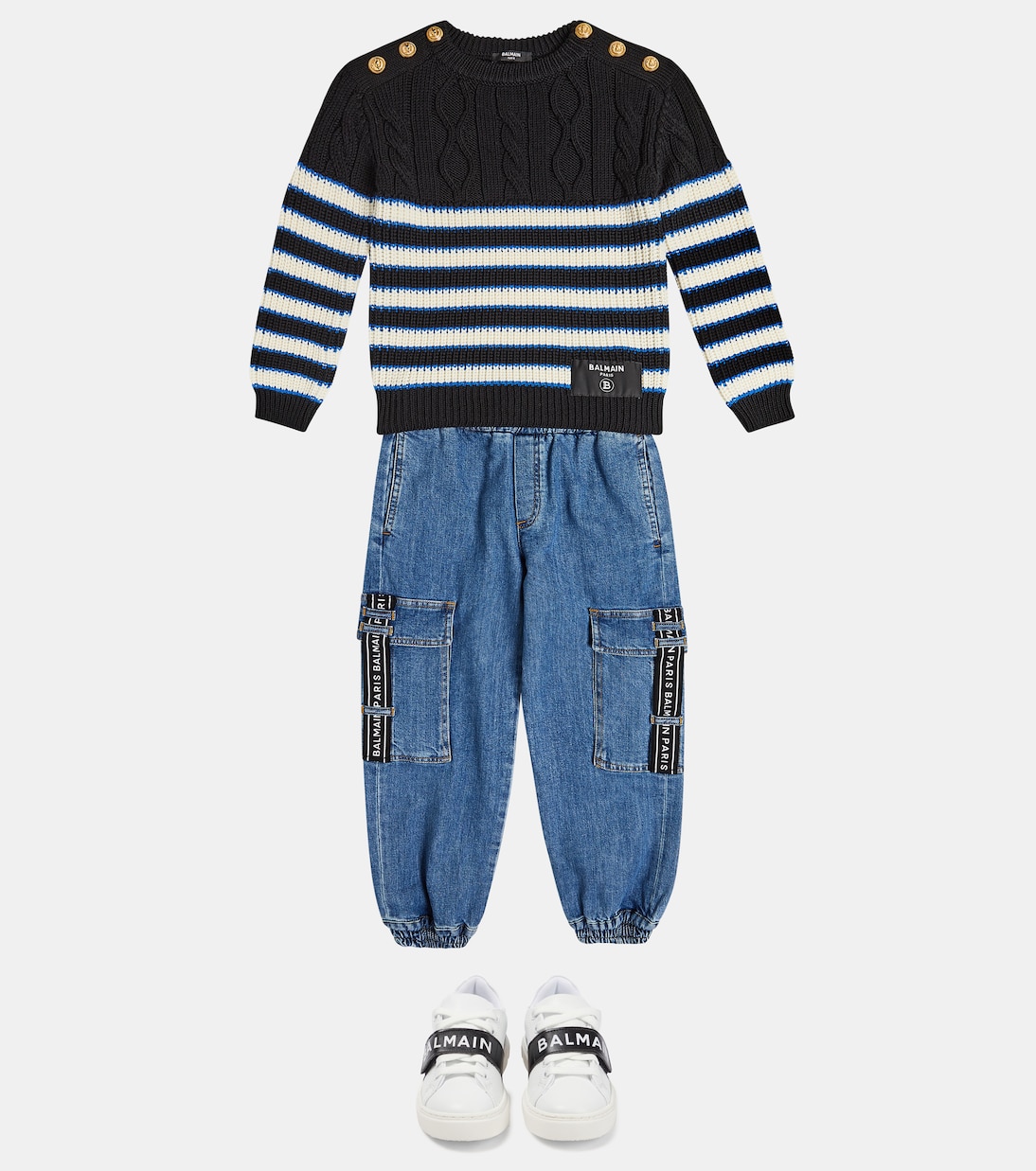 Pullover in lana a righe | Balmain Kids